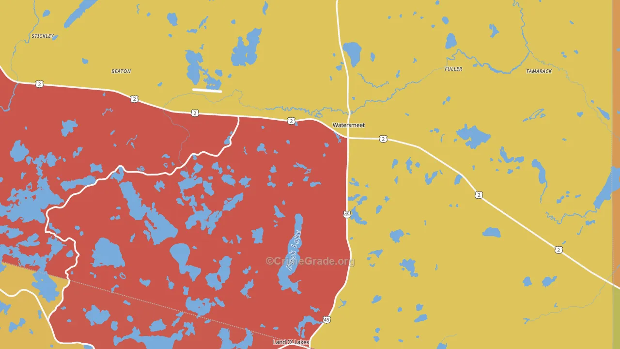 Watersmeet, MI Map of Robbery Rates