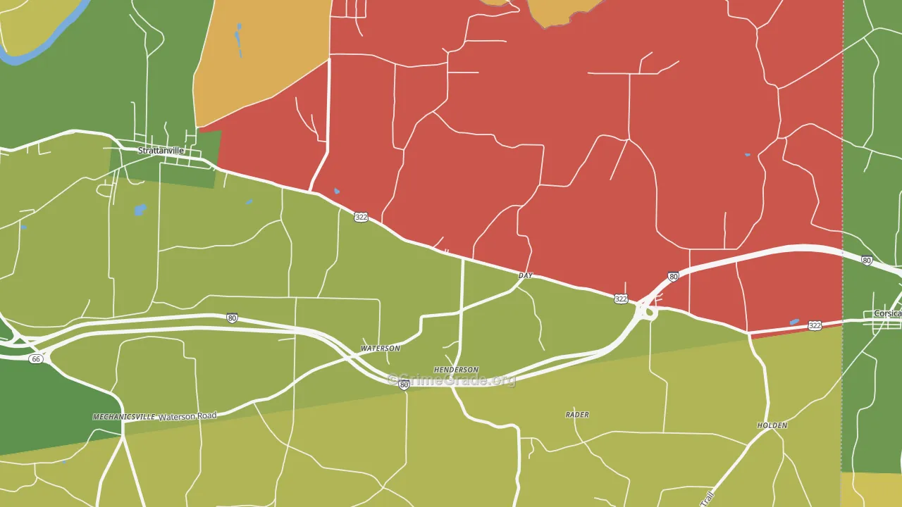 Waterson, PA Map of Robbery Rates