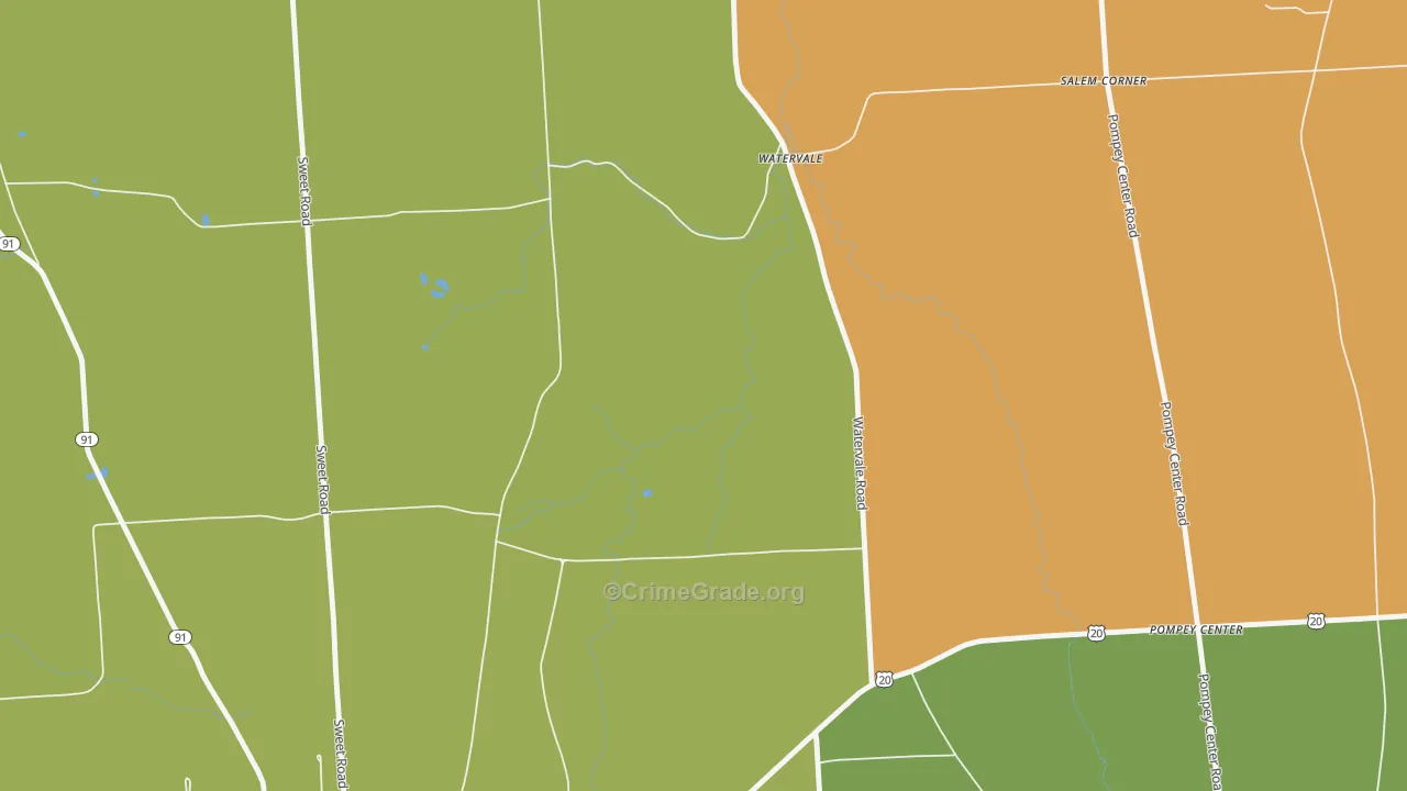 Watervale, NY Map of Robbery Rates