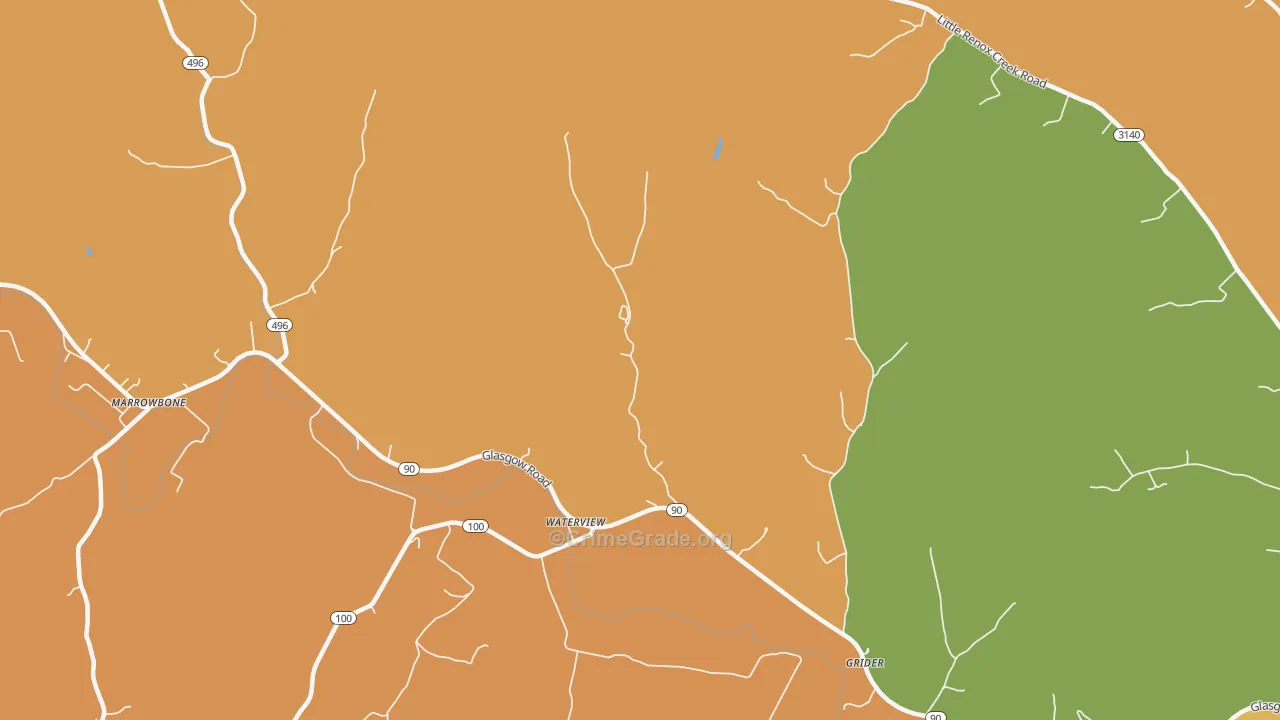Waterview, KY Map of Robbery Rates