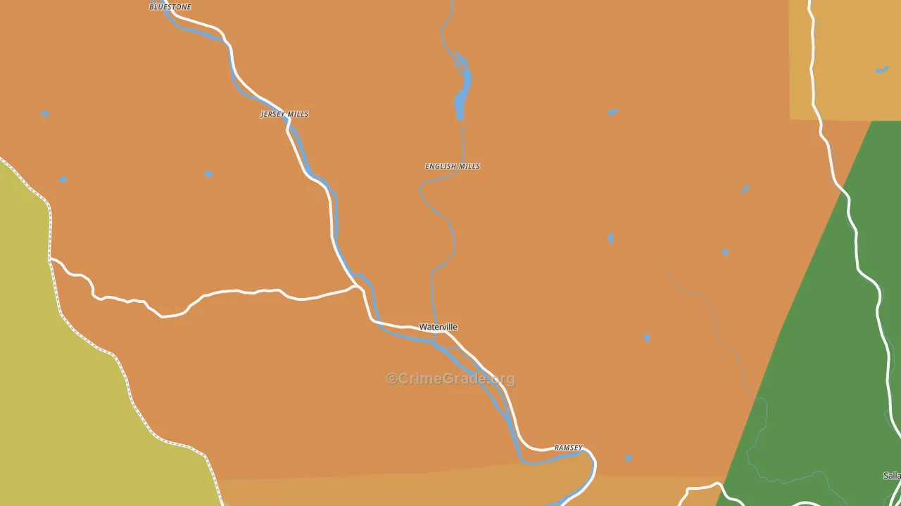Waterville, PA Map of Robbery Rates