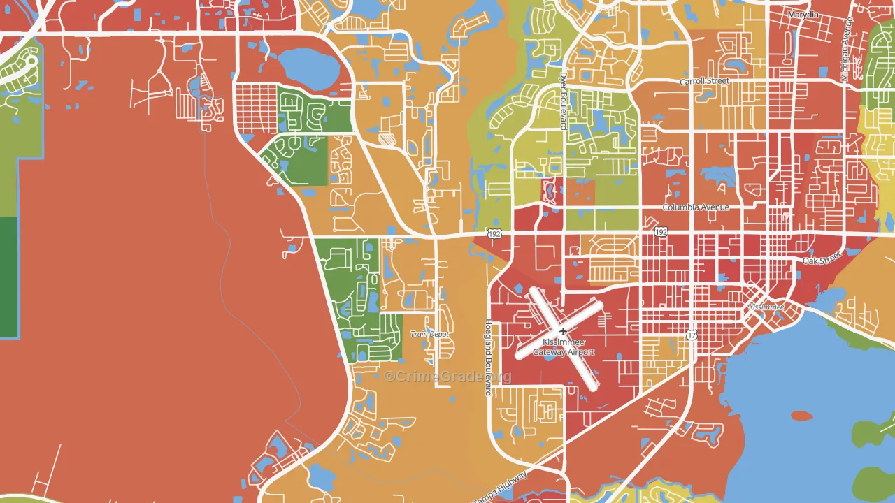 Waterway Village, Kissimmee, FL Map of Robbery Rates