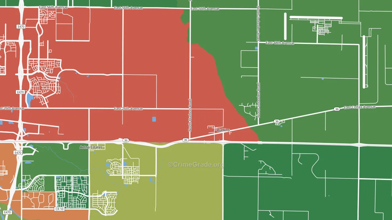 Watkins, CO Map of Robbery Rates