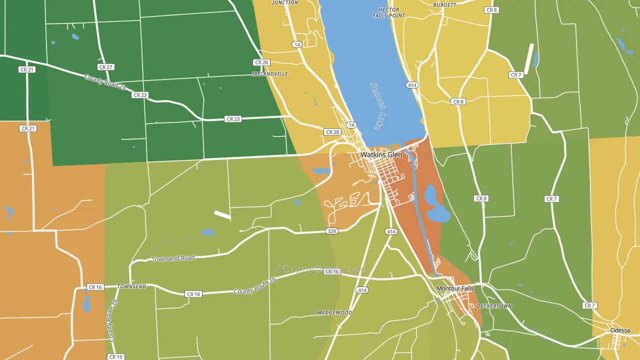 Watkins Glen, NY Map of Robbery Rates