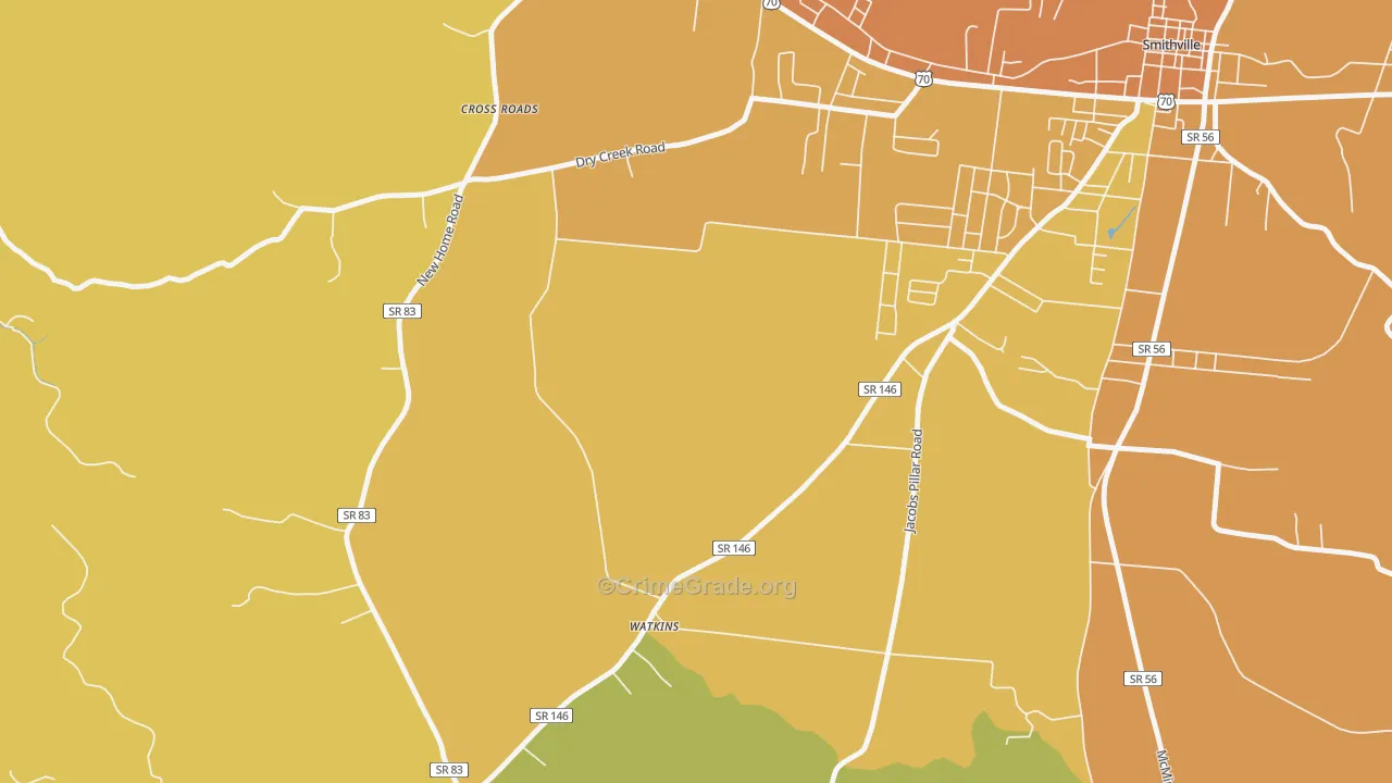 Watkins, TN Map of Robbery Rates