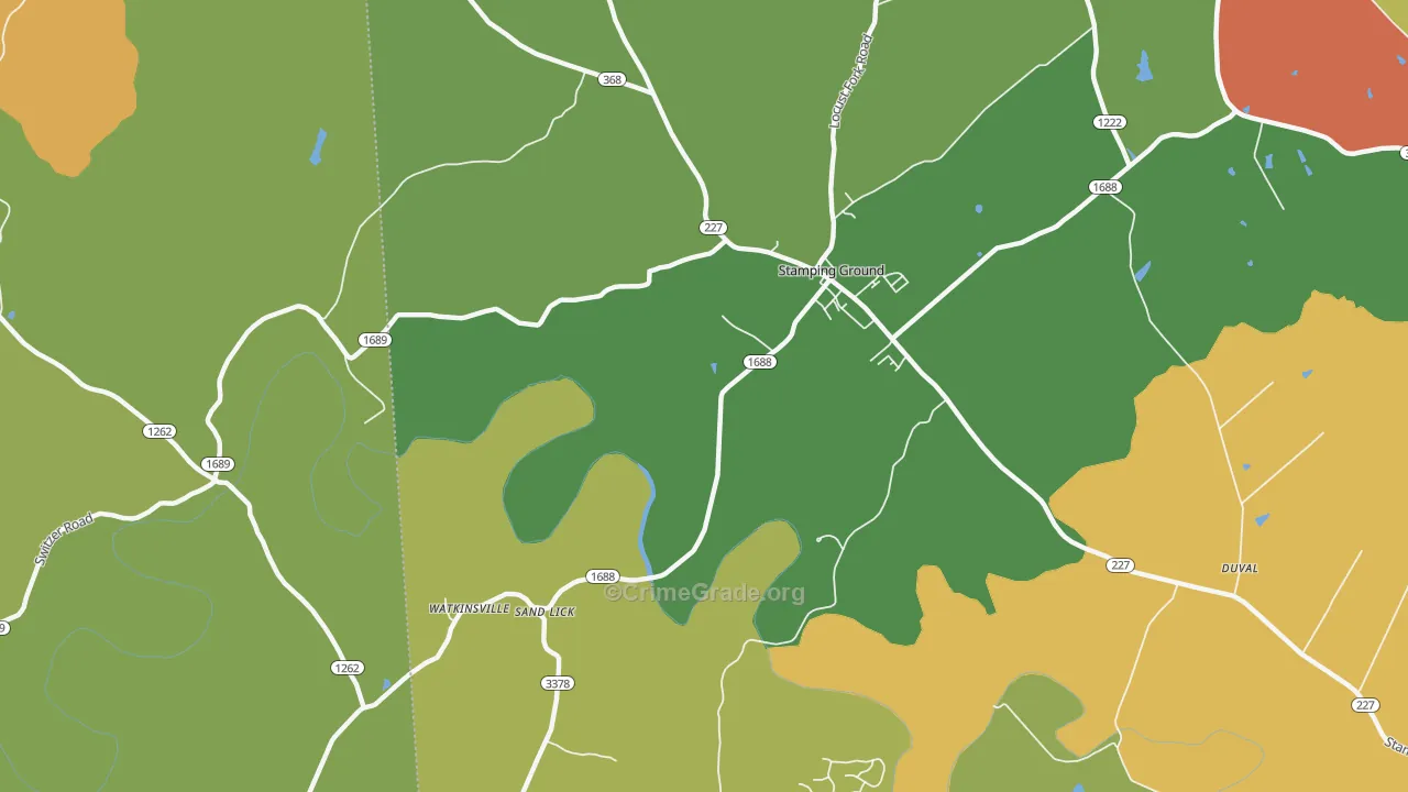 Watkinsville, KY Map of Robbery Rates