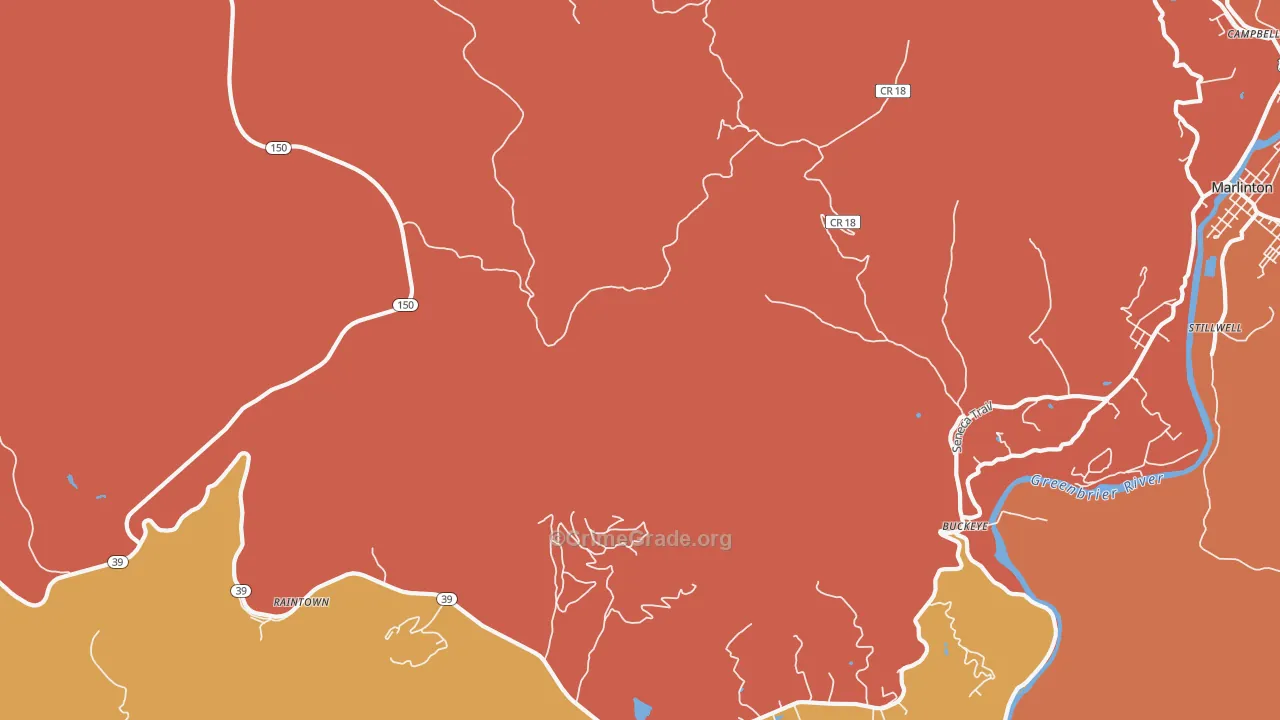 Watoga, WV Map of Robbery Rates