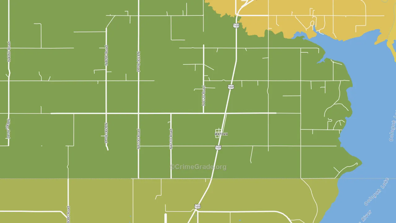 Watova, OK Map of Robbery Rates