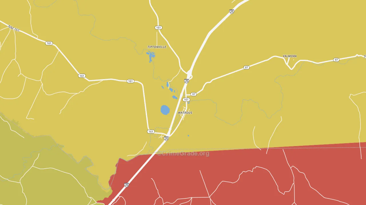 Watrous, NM Map of Robbery Rates