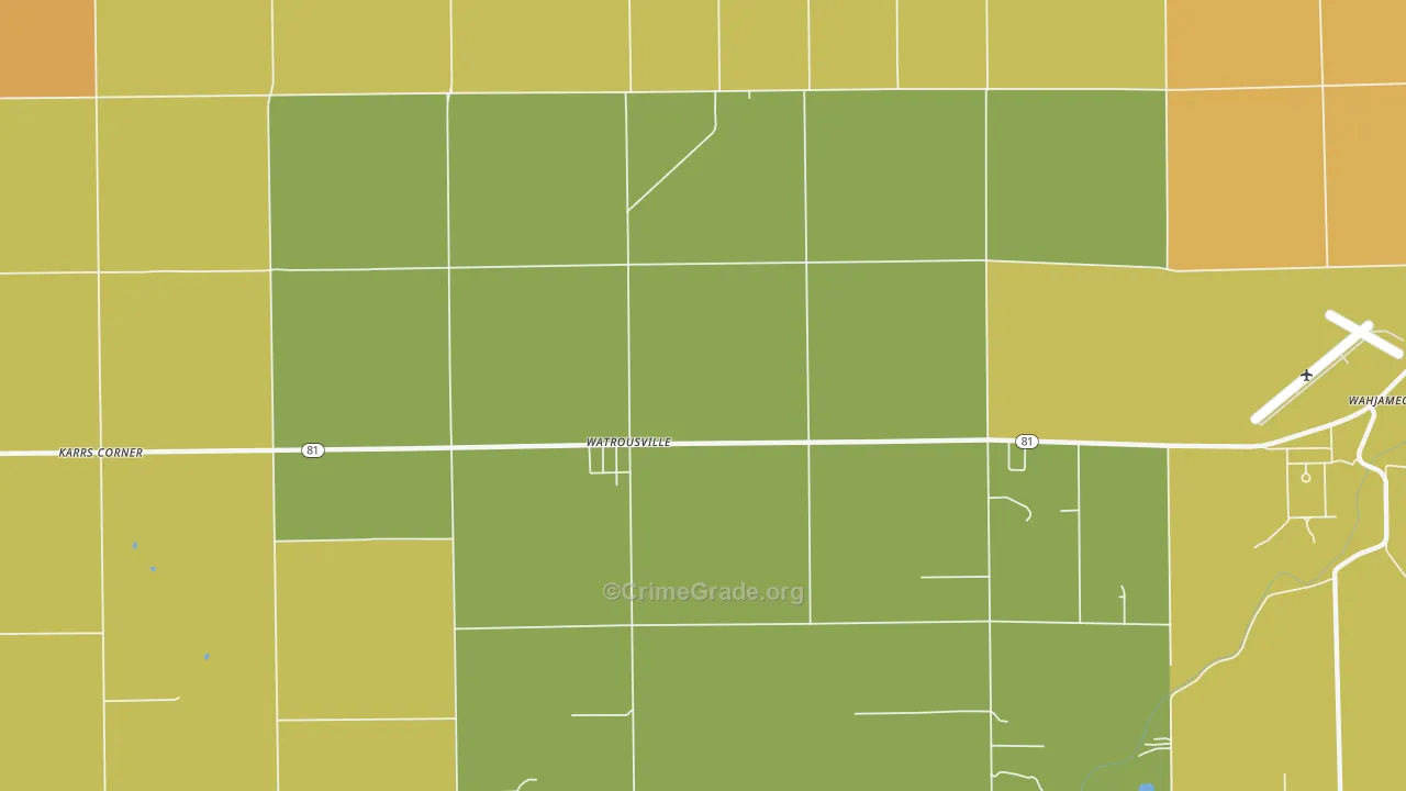 Watrousville, MI Map of Robbery Rates