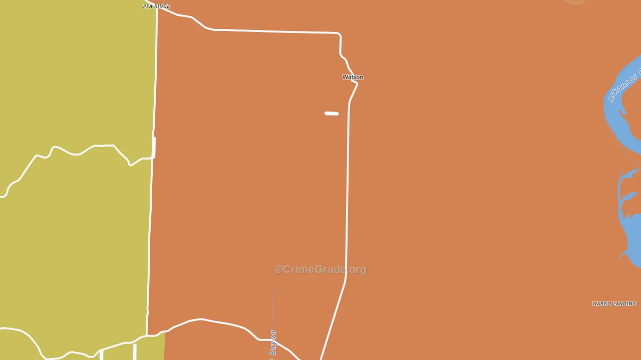 Watson, AR Map of Robbery Rates