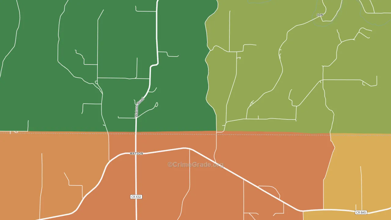 Watson, IA Map of Robbery Rates