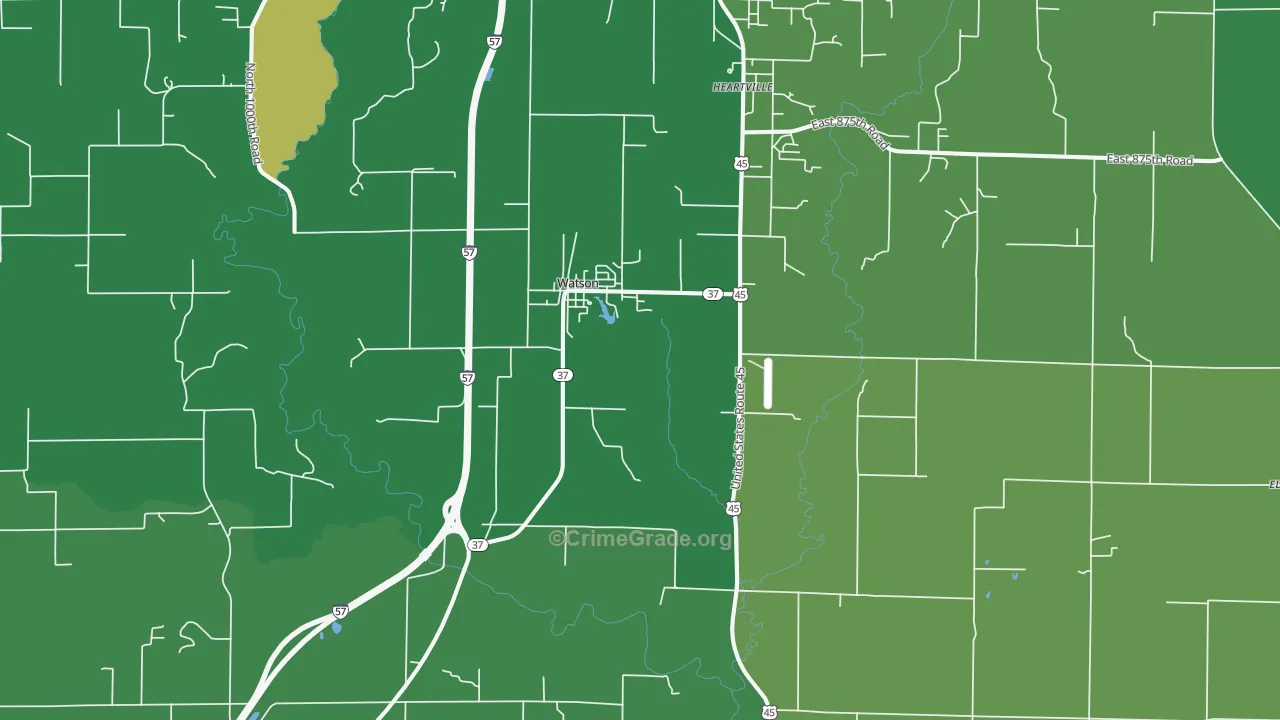 Watson, IL Map of Robbery Rates