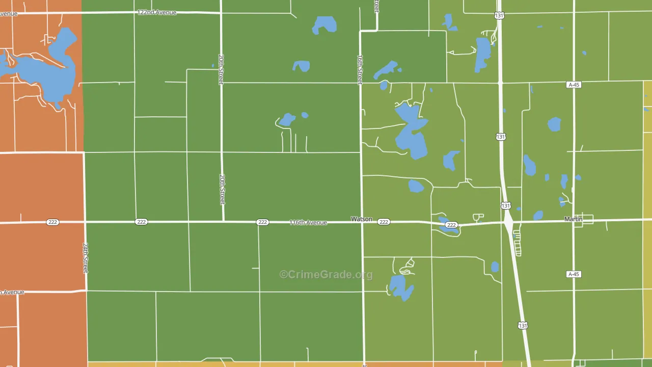Watson, MI Map of Robbery Rates