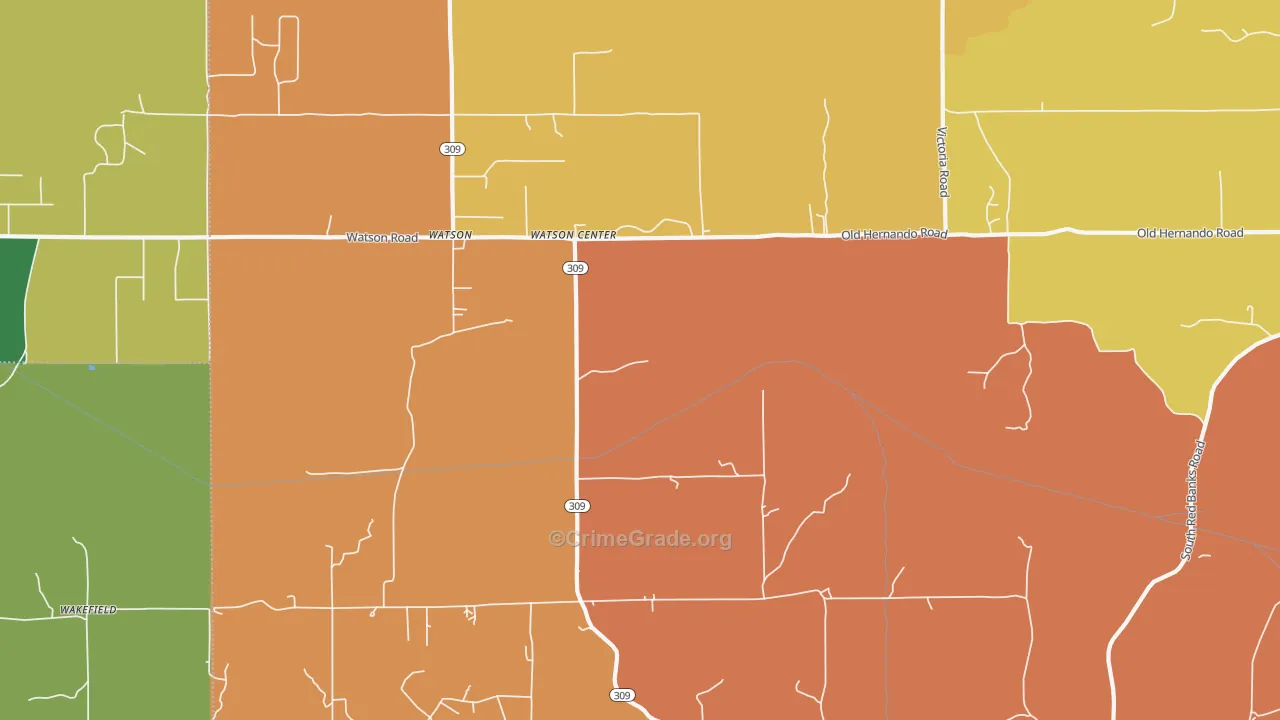 Watson, MS Map of Robbery Rates