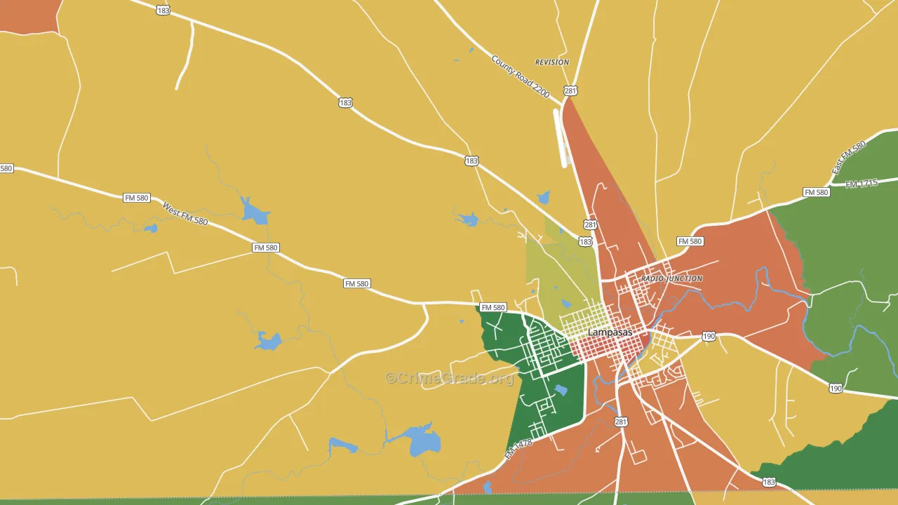 Watson, TX Map of Robbery Rates