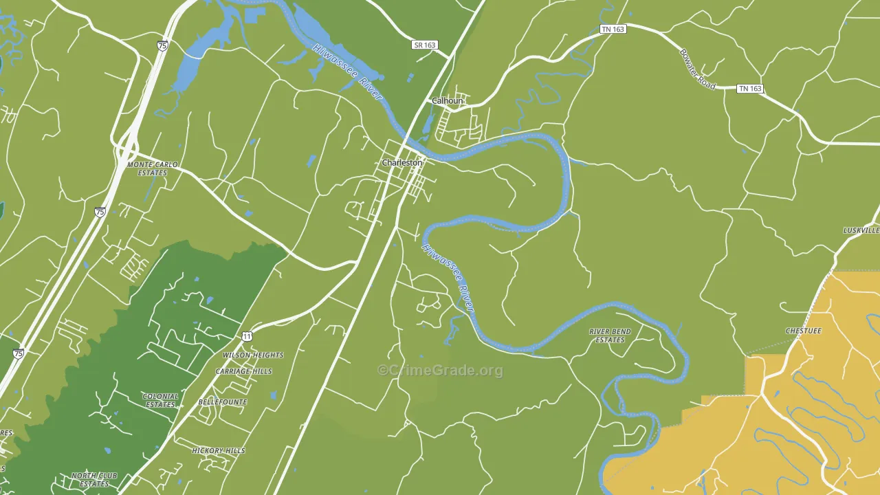 Watt Heights, TN Map of Robbery Rates