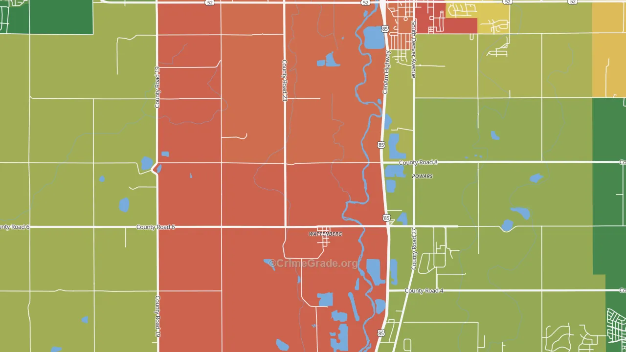 Wattenberg, CO Map of Robbery Rates