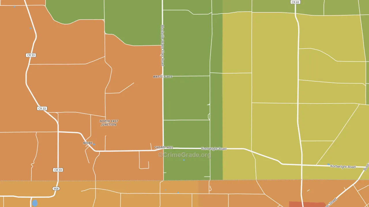 Watts Flats, NY Map of Robbery Rates