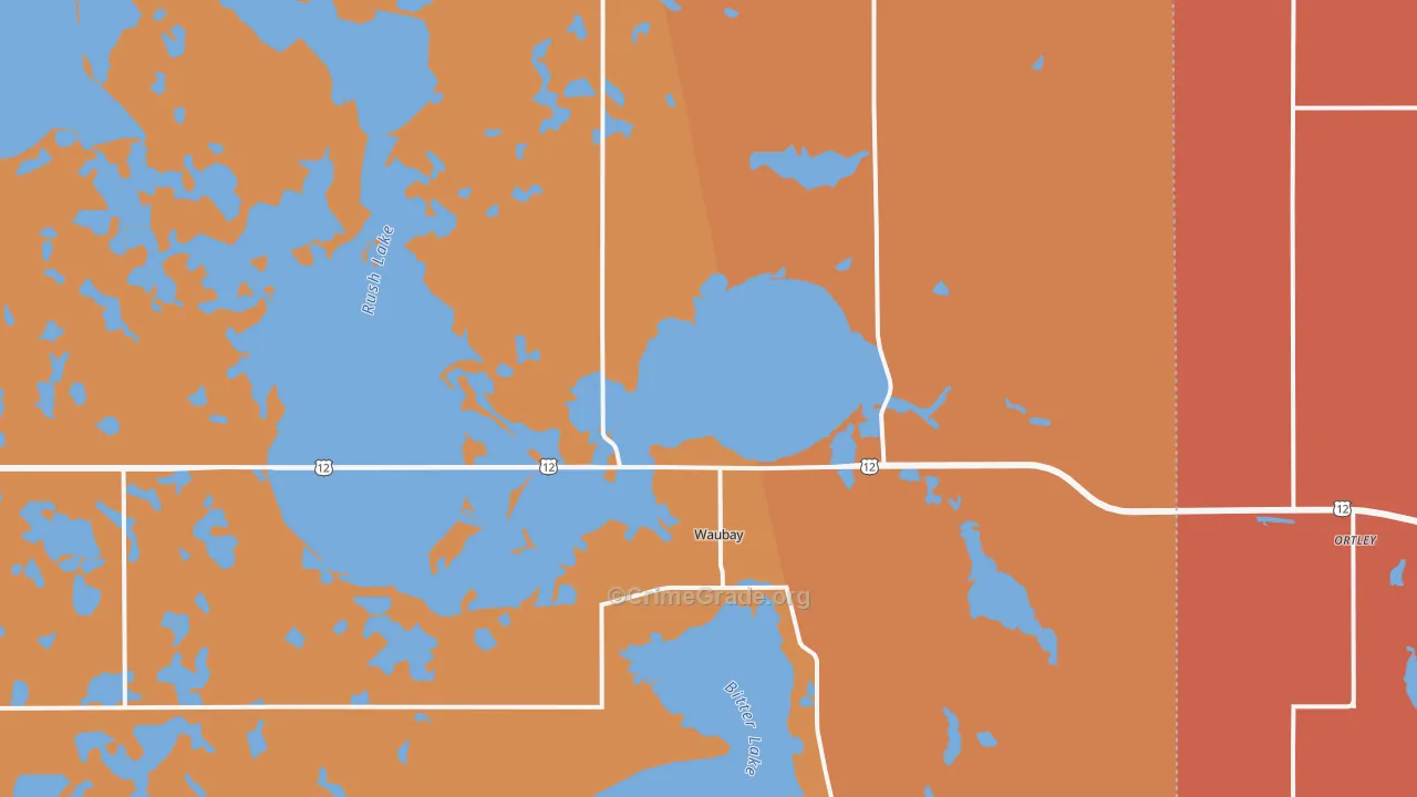 Waubay, SD Map of Robbery Rates