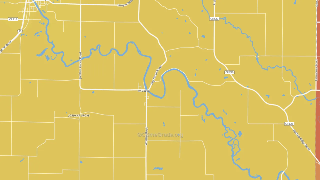Waubeek, IA Map of Robbery Rates