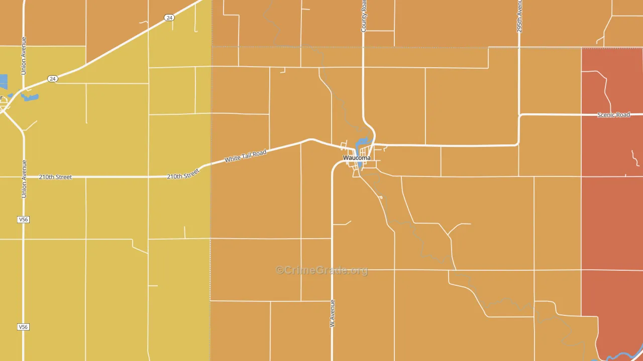 Waucoma, IA Map of Robbery Rates