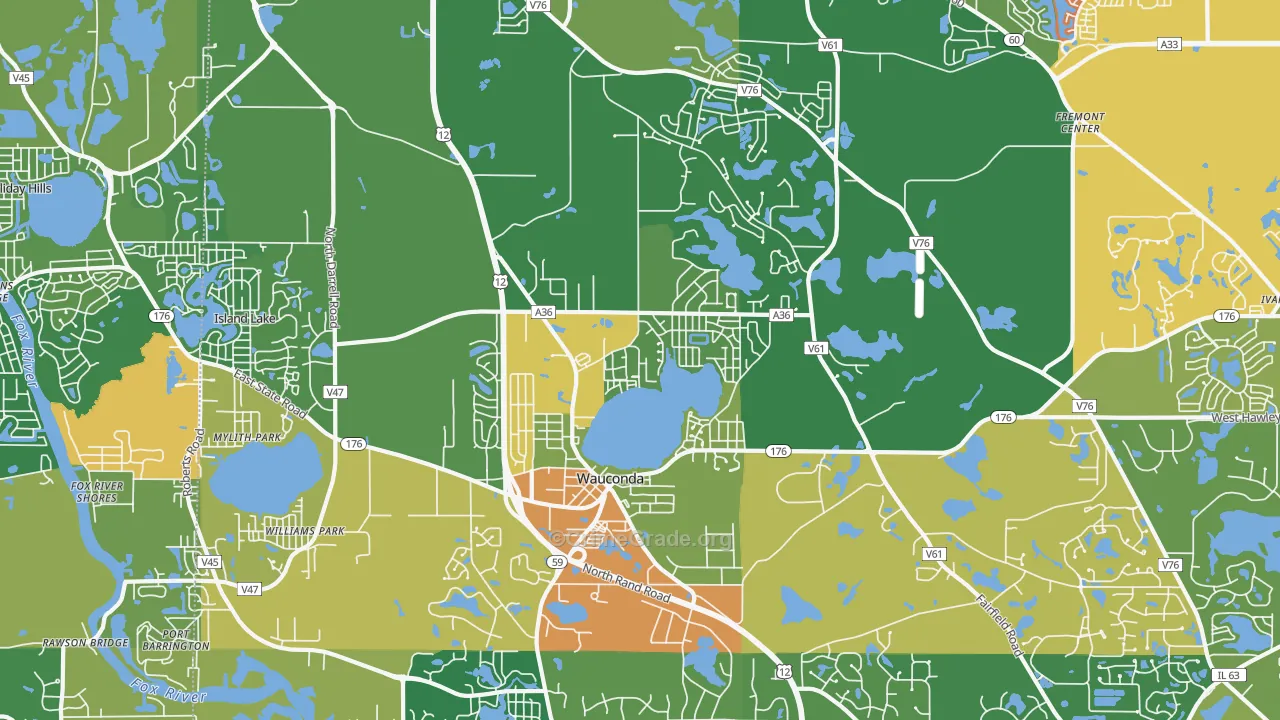 Wauconda, IL Map of Robbery Rates