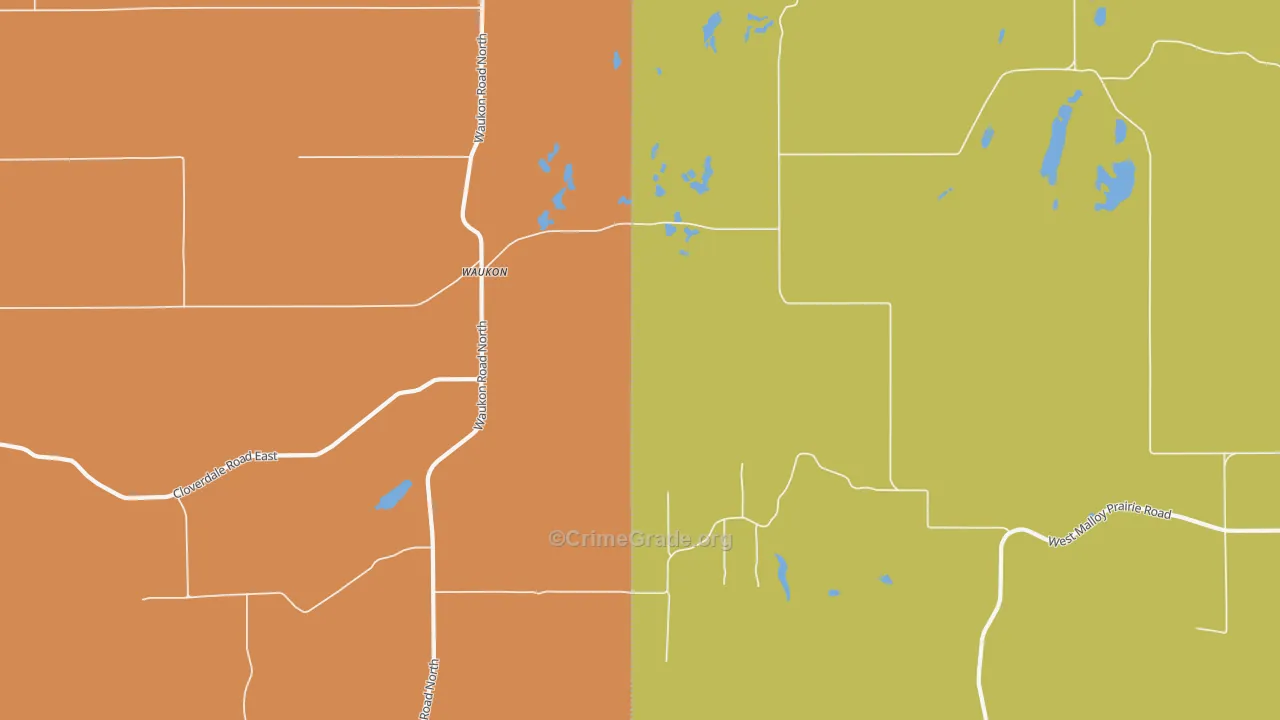 Waukon, WA Map of Robbery Rates