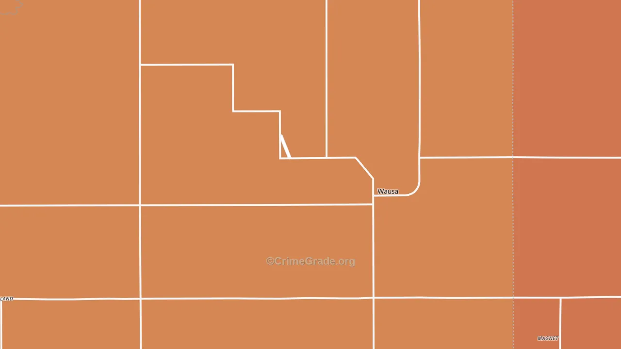 Wausa, NE Map of Robbery Rates