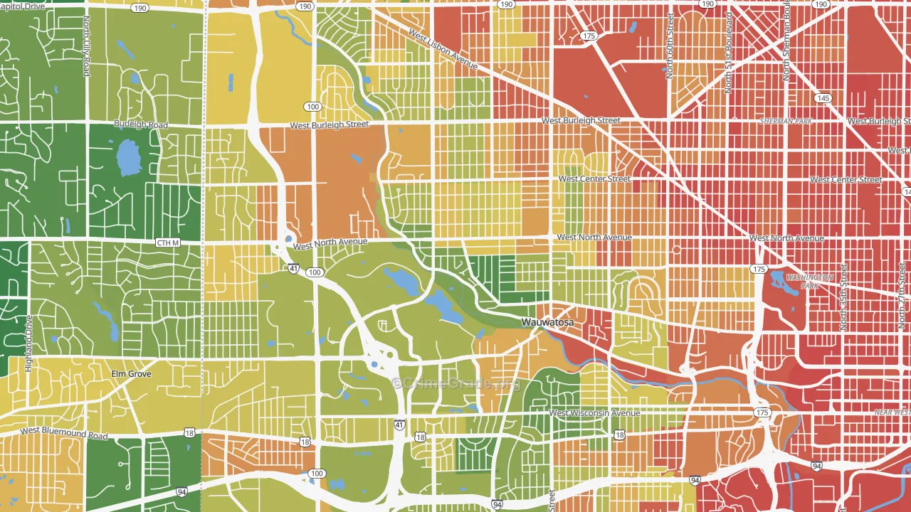 Wauwatosa, WI Map of Robbery Rates