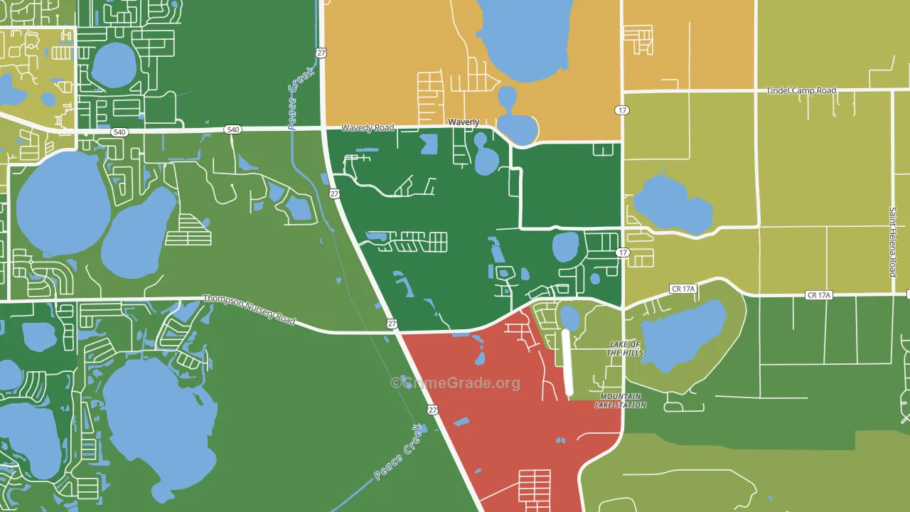 Waverly, FL Map of Robbery Rates