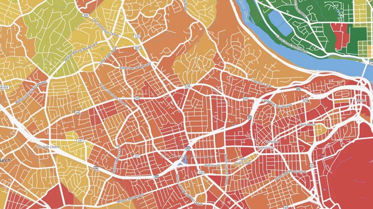 Waverly Hills, Arlington, VA Map of Robbery Rates