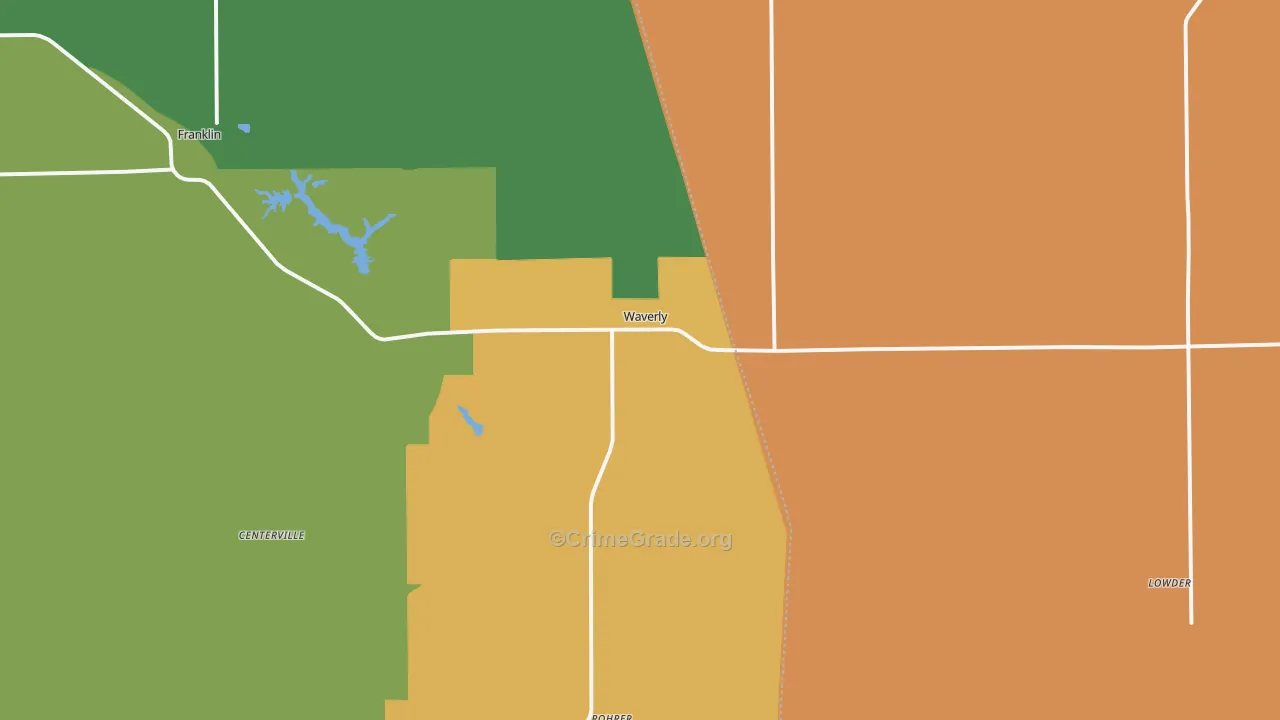 Waverly, IL Map of Robbery Rates
