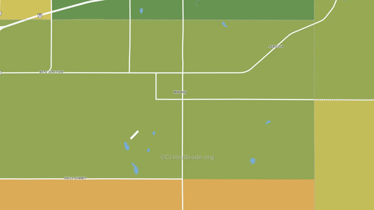 Waverly, KS Map of Robbery Rates