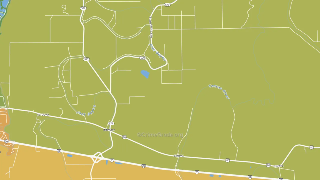 Waverly, LA Map of Robbery Rates