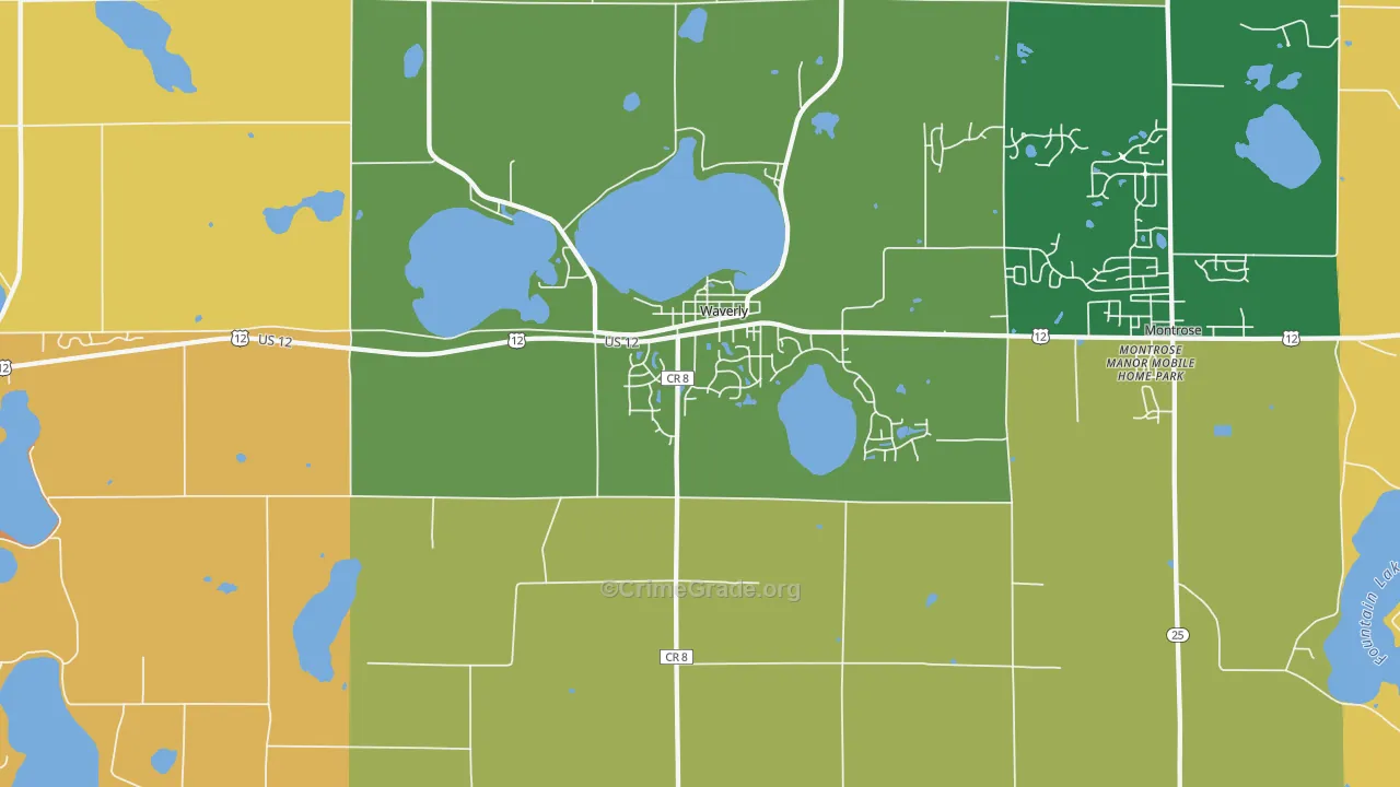 Waverly, MN Map of Robbery Rates
