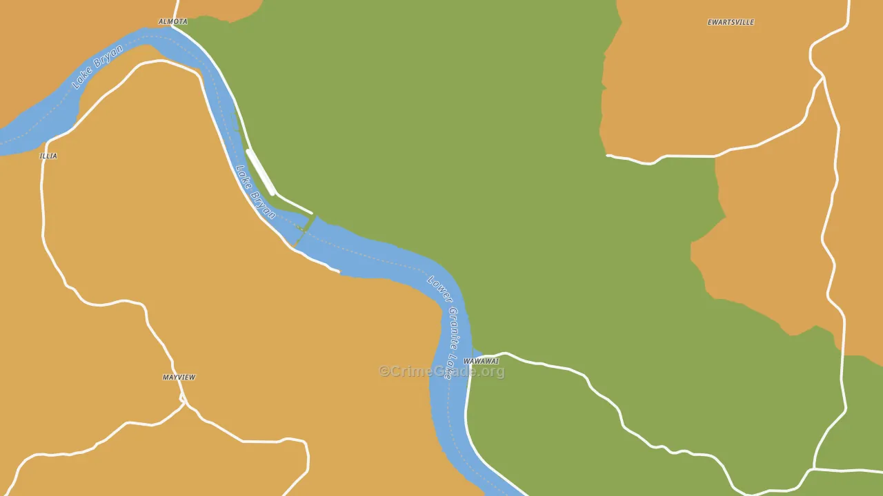 Wawawai, WA Map of Robbery Rates