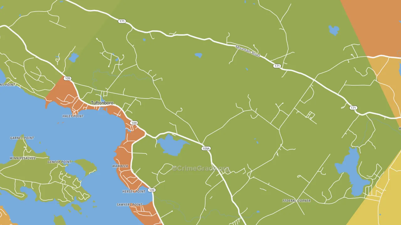 Wawbeek, NH Map of Robbery Rates