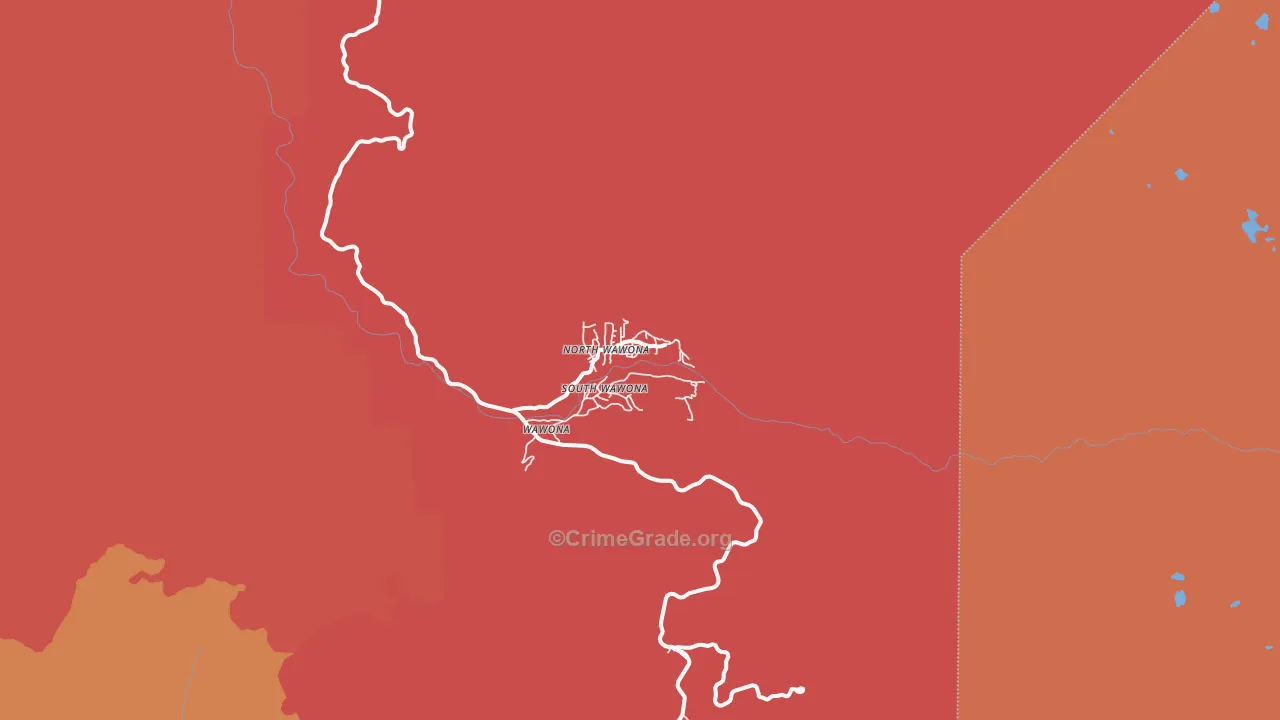 Wawona, CA Map of Robbery Rates