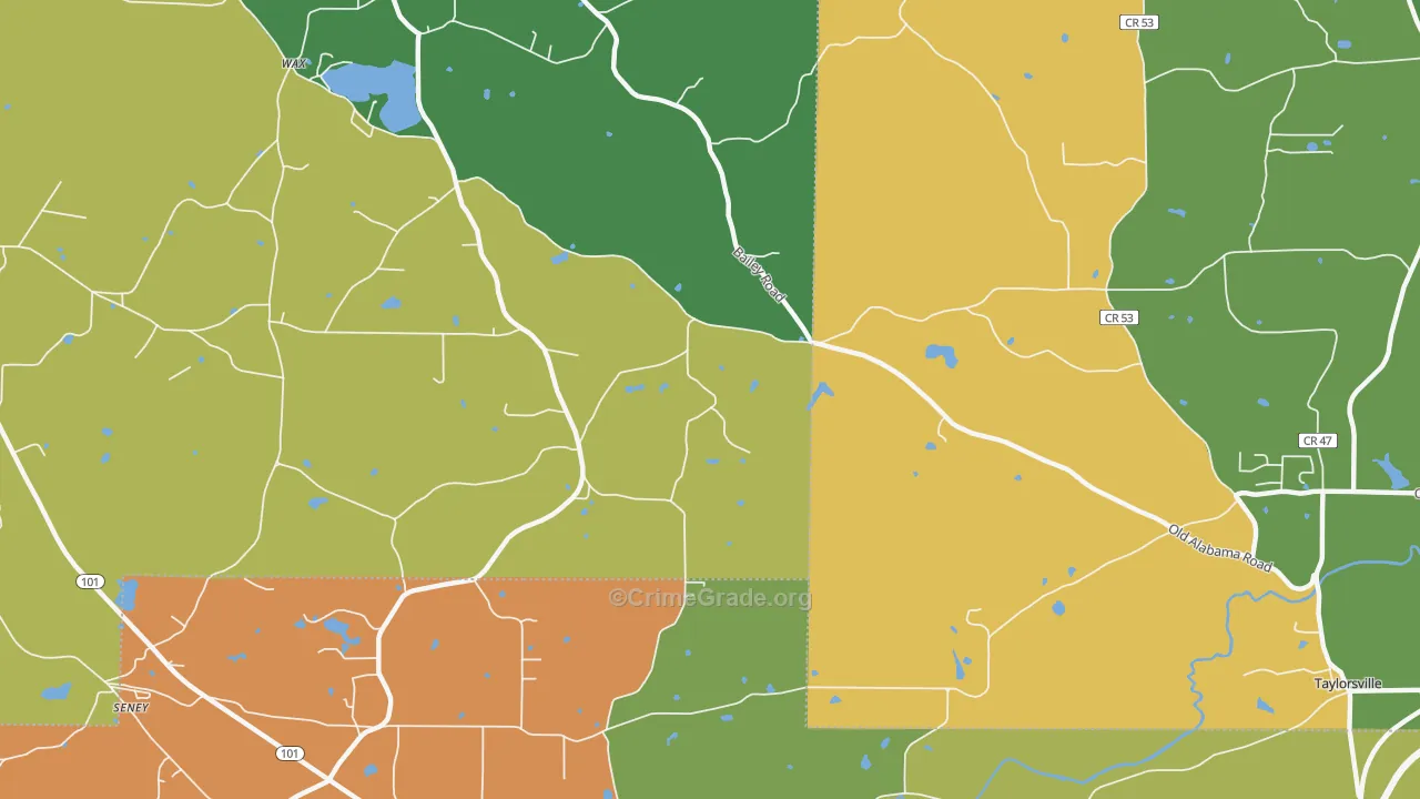 Wax, GA Map of Robbery Rates