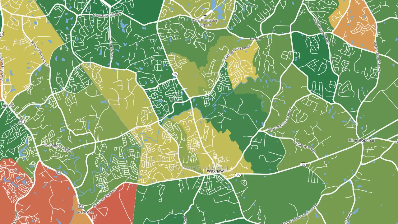 Waxhaw, NC Map of Robbery Rates