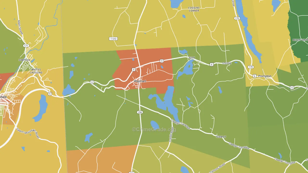 Waymart, PA Map of Robbery Rates