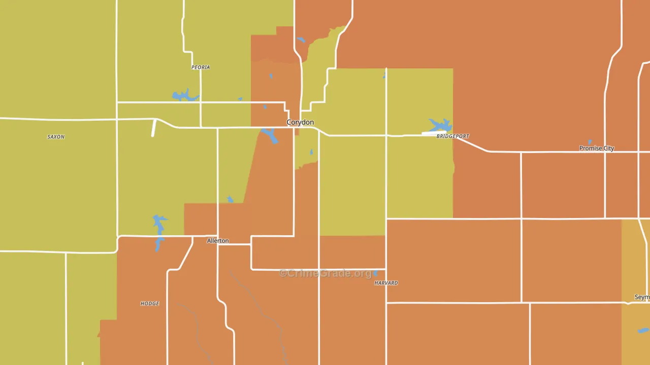 Wayne County, IA Map of Robbery Rates