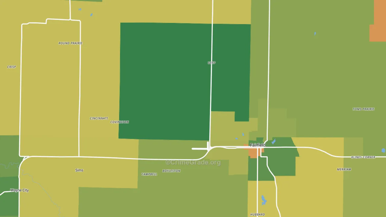 Wayne County, IL Map of Robbery Rates
