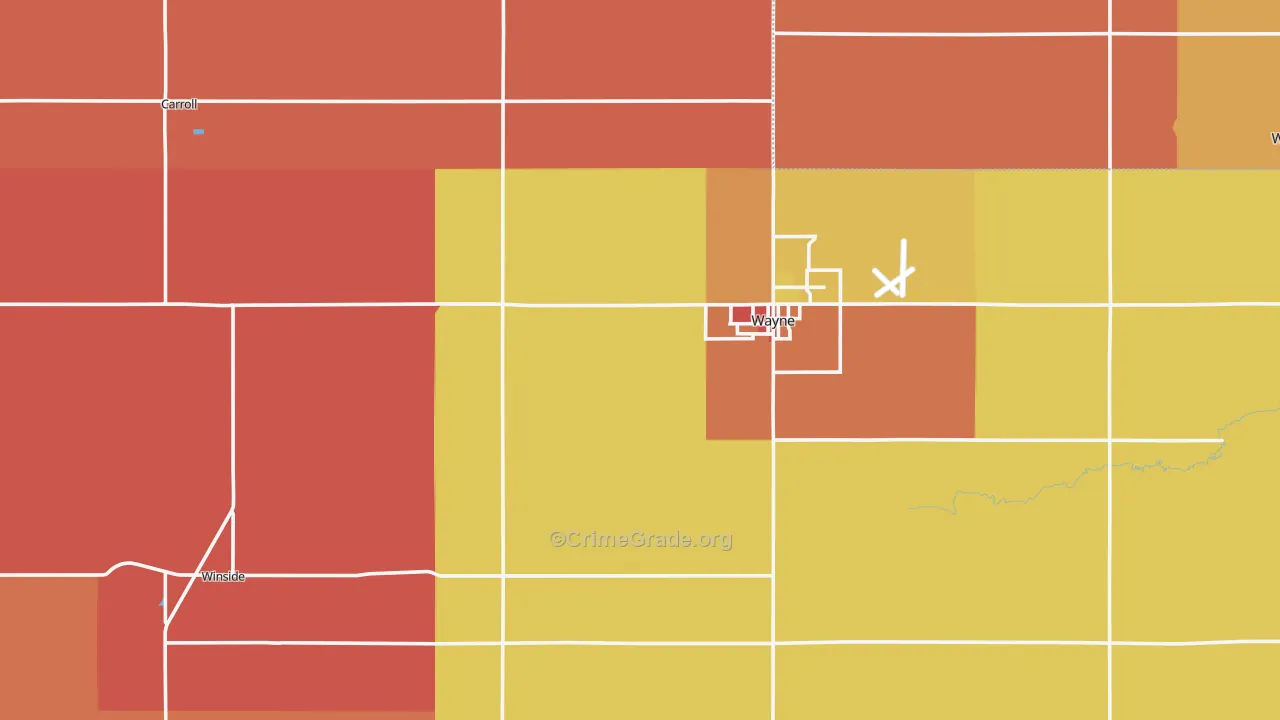 Wayne County, NE Map of Robbery Rates