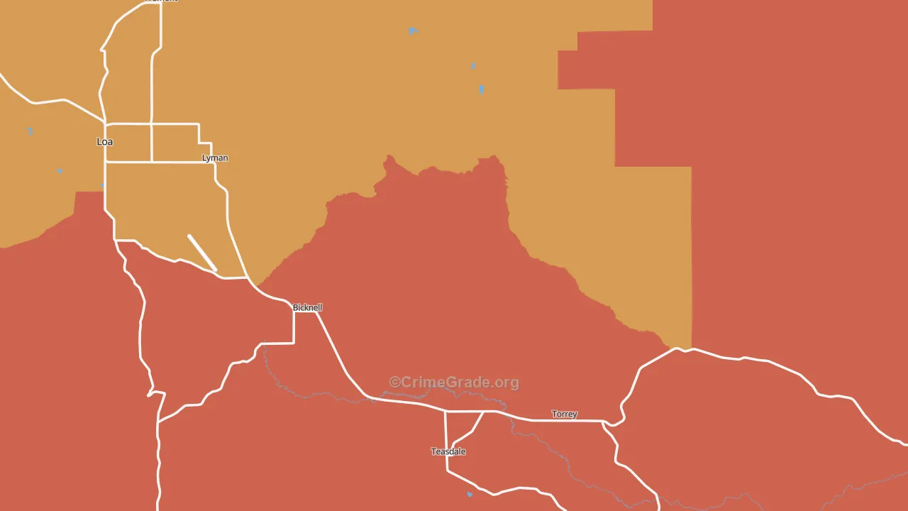 Wayne County, UT Map of Robbery Rates