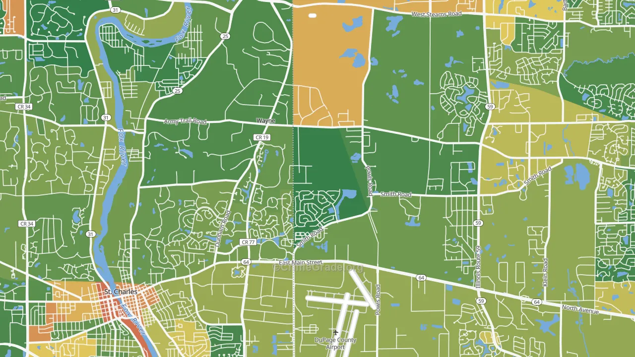 Wayne, IL Map of Robbery Rates