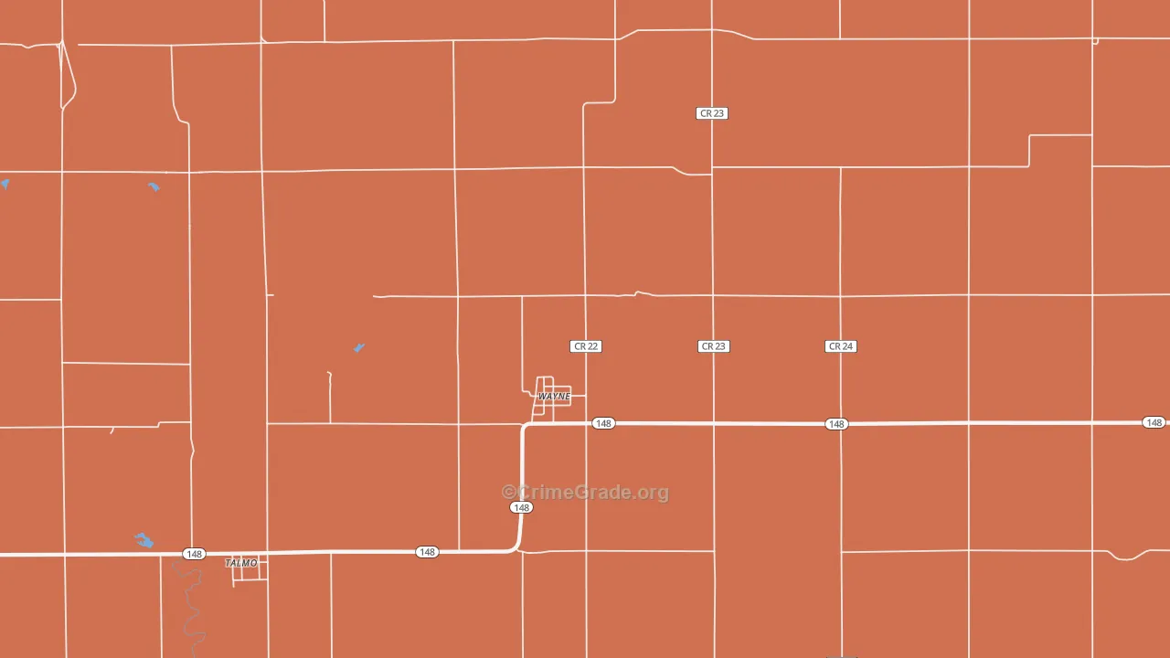 Wayne, KS Map of Robbery Rates