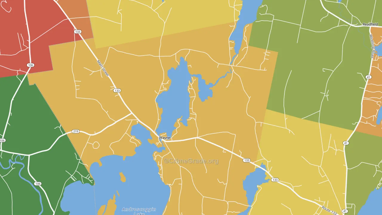 Wayne, ME Map of Robbery Rates