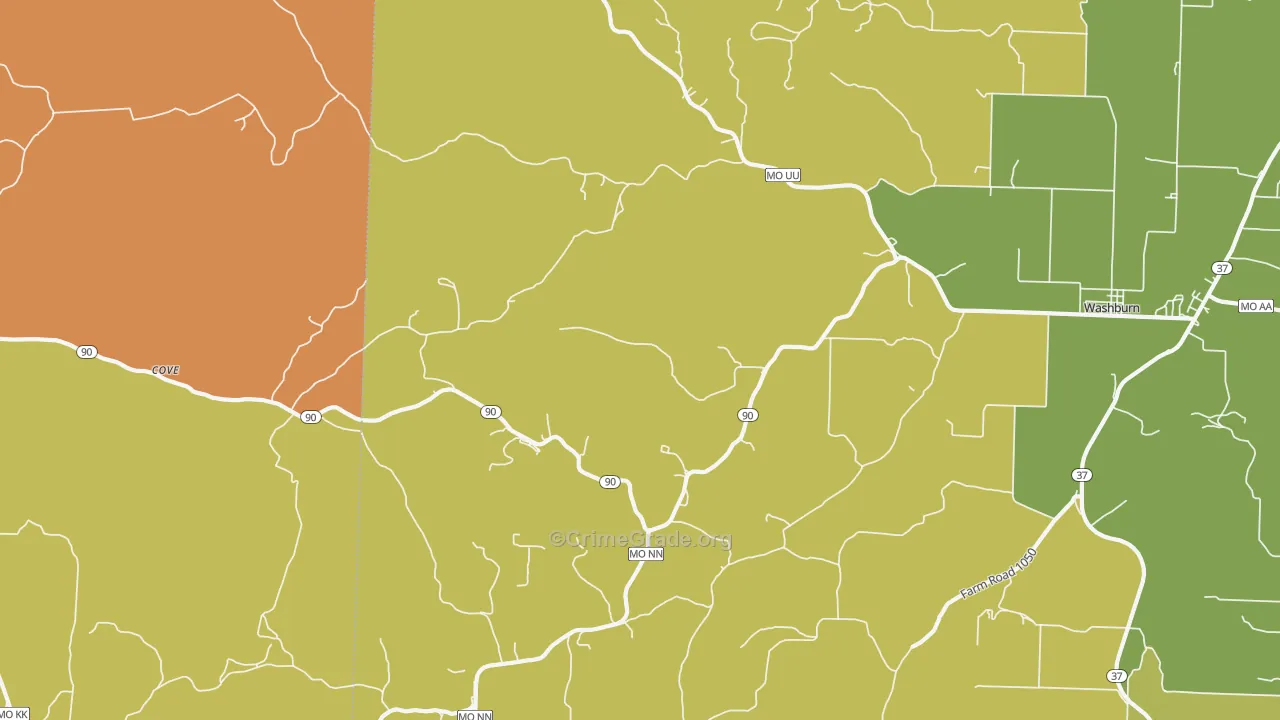 Wayne, MO Map of Robbery Rates